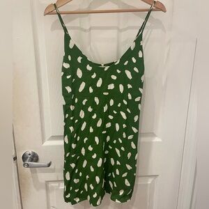 Reformation Green and Cream Patterned Dress